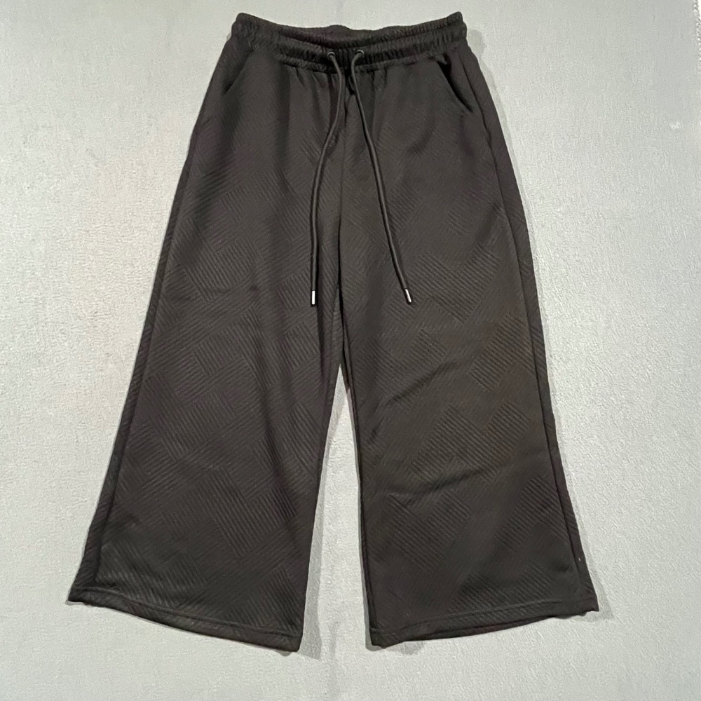 See and Be Seen Womens Black Textured Wide Leg Cropped Culotte Pants‎ Size M